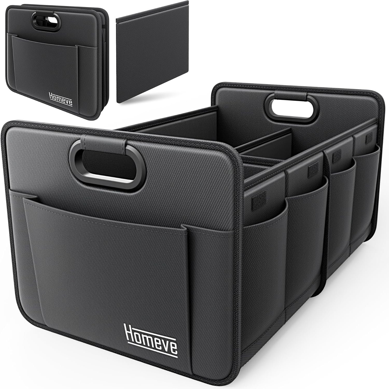 Custom Logo Trunk Organizer, Private Label Reinforced Handles Collapsible 2-Compartment Car Storage, Foldable Waterproof Sturdy 600D Oxford Polyester for SUV Mini-Van, Black Manufacturer Custom Logo Trunk Organizer, Private Label Reinforced Handles Collapsible 2-Compartment Car Storage, Foldable Waterproof Sturdy 600D Oxford Polyester for SUV Mini-Van, Black Manufacturer