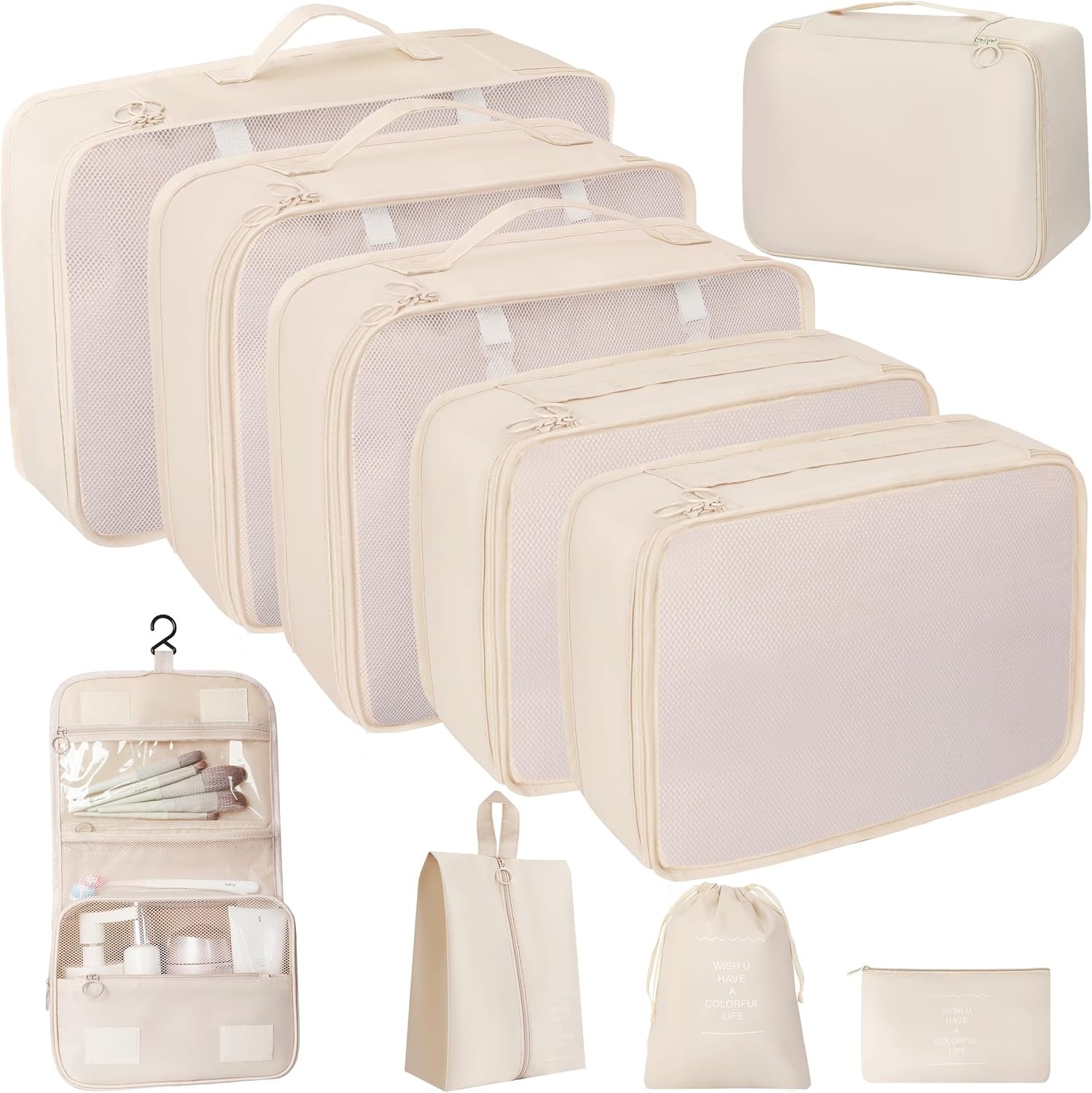 Factory 10 Pcs Set Packing Cubes - Private Label Travel Packing Organizers Custom Logo Expandable Suitcase Luggage Bags