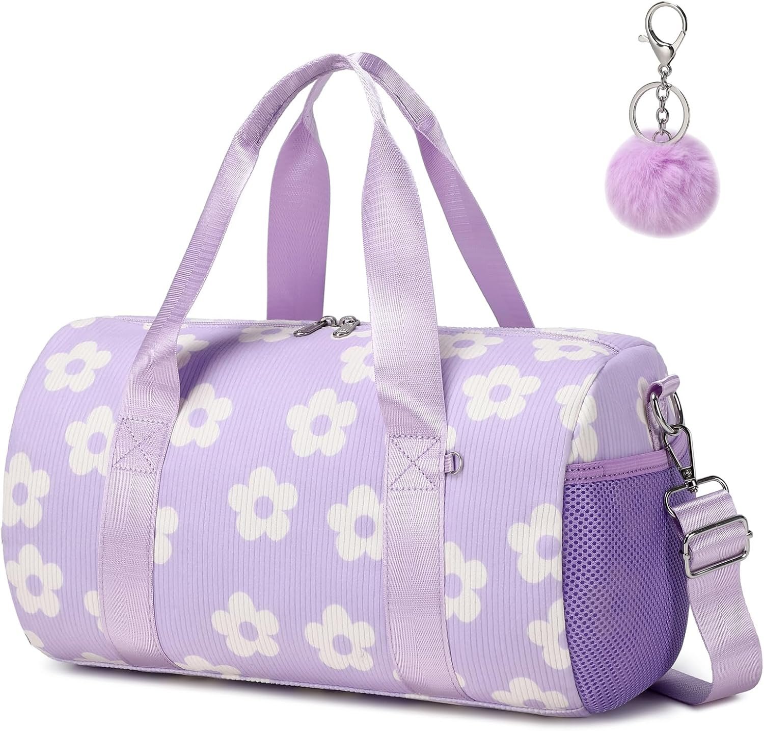 Factory Direct Purple Corduroy Dance Ballet Duffle Bag for Girls 4-6 Toddler Small Ballerina Private Label with Waterproof Dry Wet Separated Compartment Custom Logo