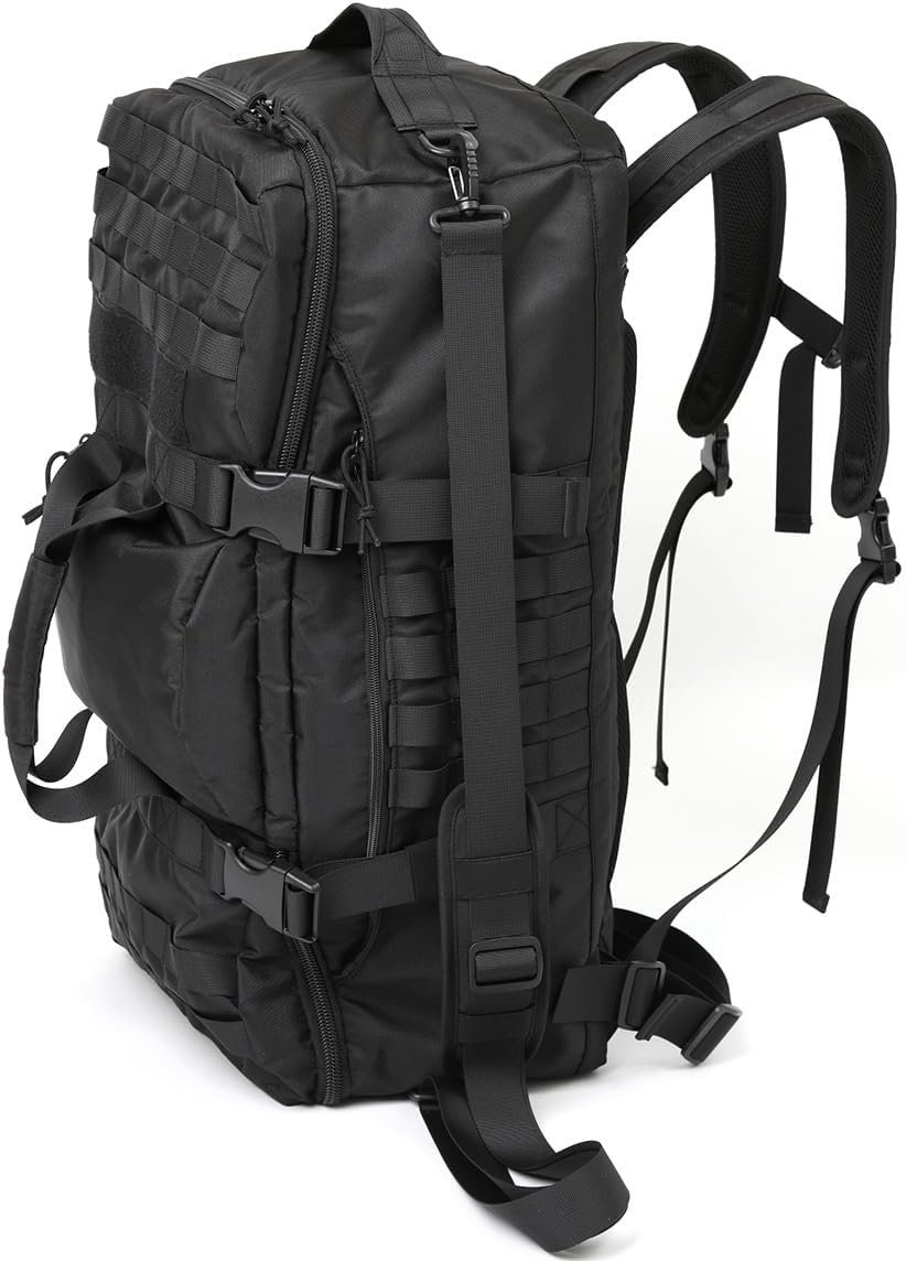 Factory Men's Gym Backpack - Private Label Sports Duffel Travel Bag with Three Ways of Carrying Custom Logo (Black-60L)