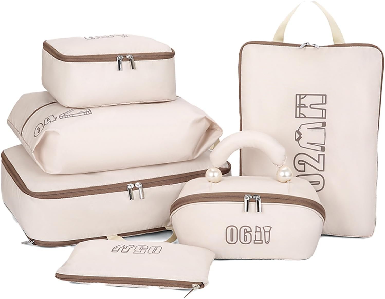 Manufacturer 6 Set Compression Packing Cubes for Travel Custom Logo Anti-Tearing Suitcase Organizer for Luggage with Shoe and Hanging Toiletry Bag Private Label Vacation Essentials Accessories for Cruise Khaki Manufacturer 6 Set Compression Packing Cubes for Travel Custom Logo Anti-Tearing Suitcase Organizer for Luggage with Shoe and Hanging Toiletry Bag Private Label Vacation Essentials Accessories for Cruise Khaki