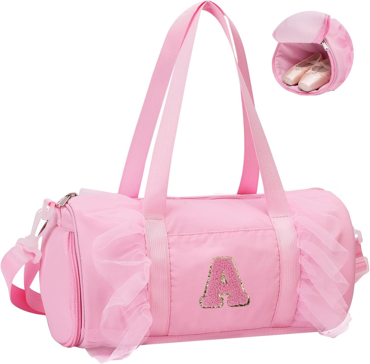 Manufacturer Dance Bag for Girls 6-8 Private Label Personalized Initial Letter Ballet Duffle with Shoes Compartment Pink A Custom Logo