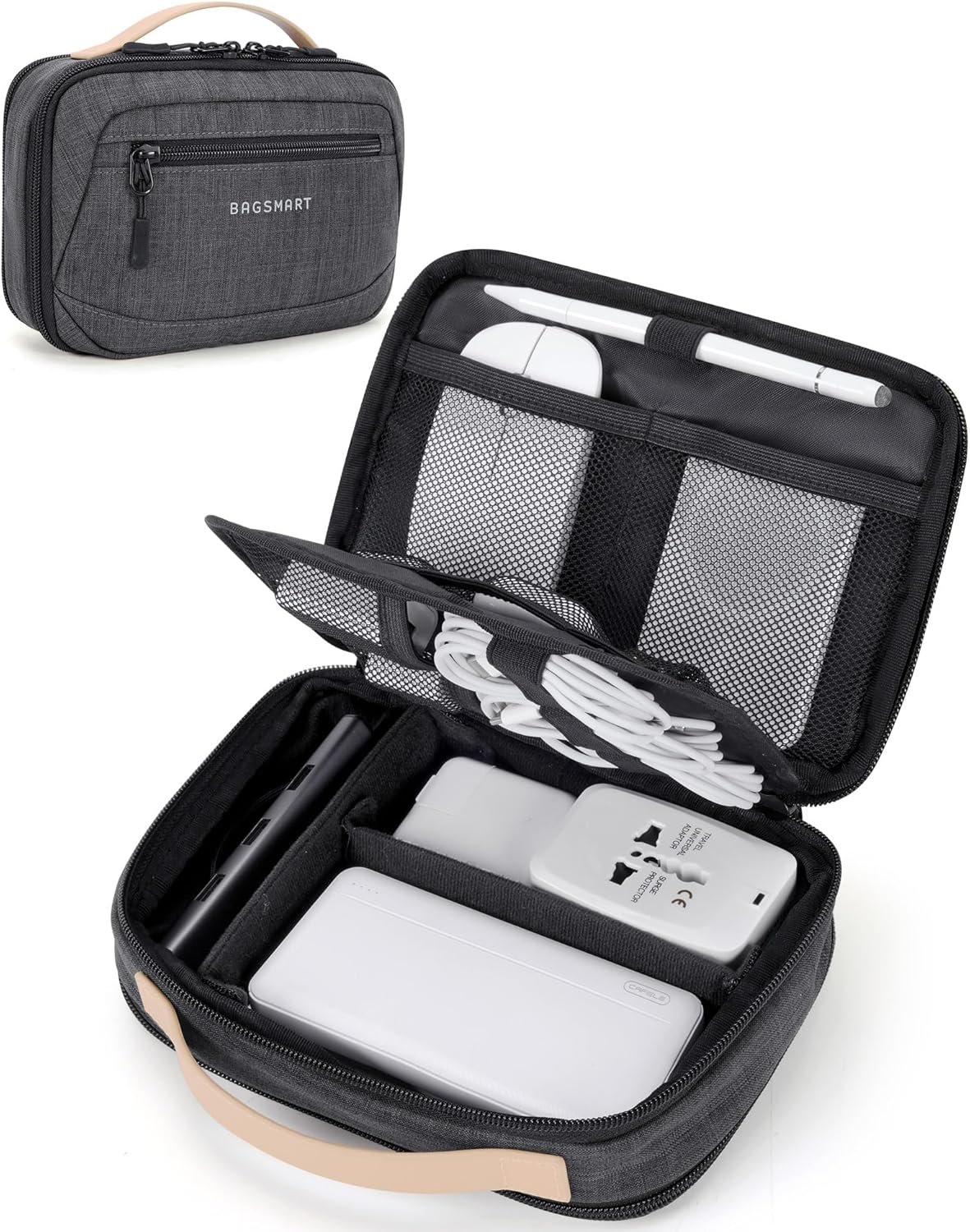 Manufacturer Electronics Organizer Travel Case, Private Label Cord Cable Bag with Custom Logo for Tech Accessories (Black)