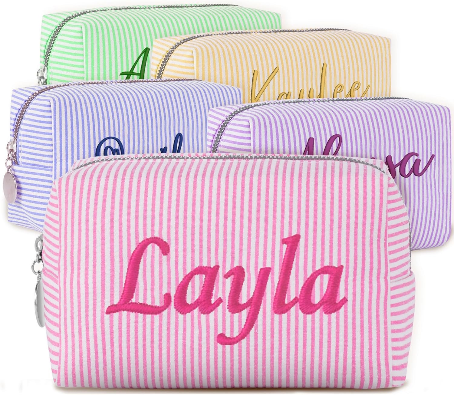 Manufacturer Large Capacity Personalized Makeup Bag with Name Custom Logo Travel Toiletry Case Private Label Seersucker Cosmetic Bag Wedding Birthday Gifts for Girls Women Manufacturer Large Capacity Personalized Makeup Bag with Name Custom Logo Travel Toiletry Case Private Label Seersucker Cosmetic Bag Wedding Birthday Gifts for Girls Women