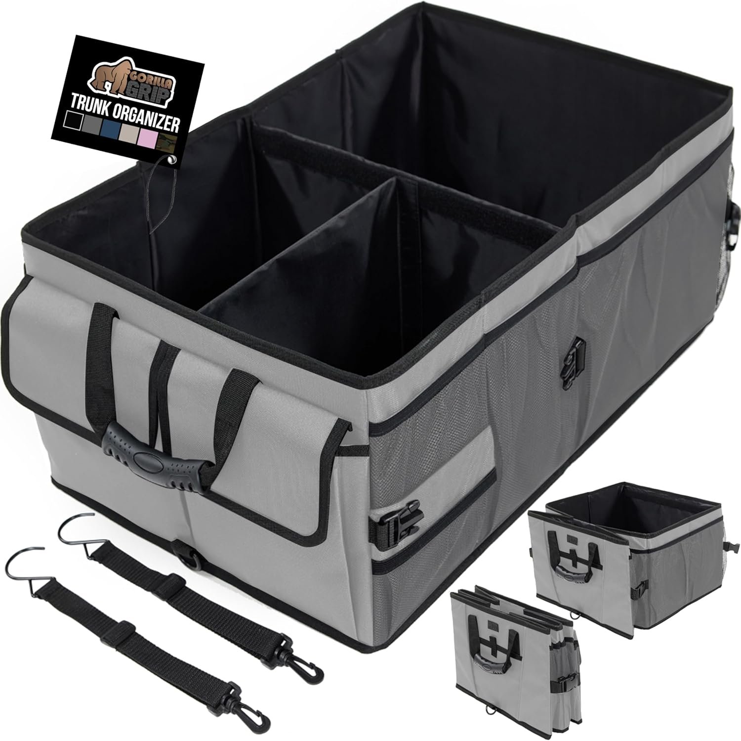 Manufacturer Large Capacity Sturdy Trunk Storage Organizer Slip and Water Resistant Collapsible Custom Logo Multi Compartment Container for Car Sedan SUV Private Label Gray Vehicle Accessories Manufacturer Large Capacity Sturdy Trunk Storage Organizer Slip and Water Resistant Collapsible Custom Logo Multi Compartment Container for Car Sedan SUV Private Label Gray Vehicle Accessories