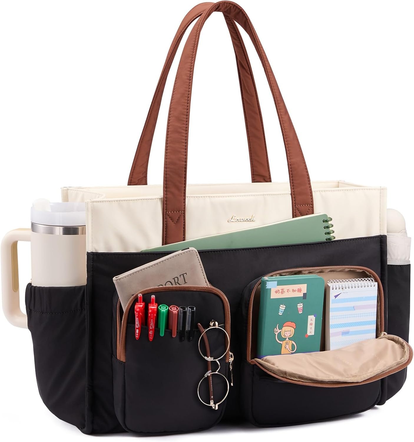Manufacturer Teacher and Nurse Tote Bag for Women Custom Logo Multi-Pocket Laptop Bag with Large Cup Holder Private Label Work Travel Computer Handbag