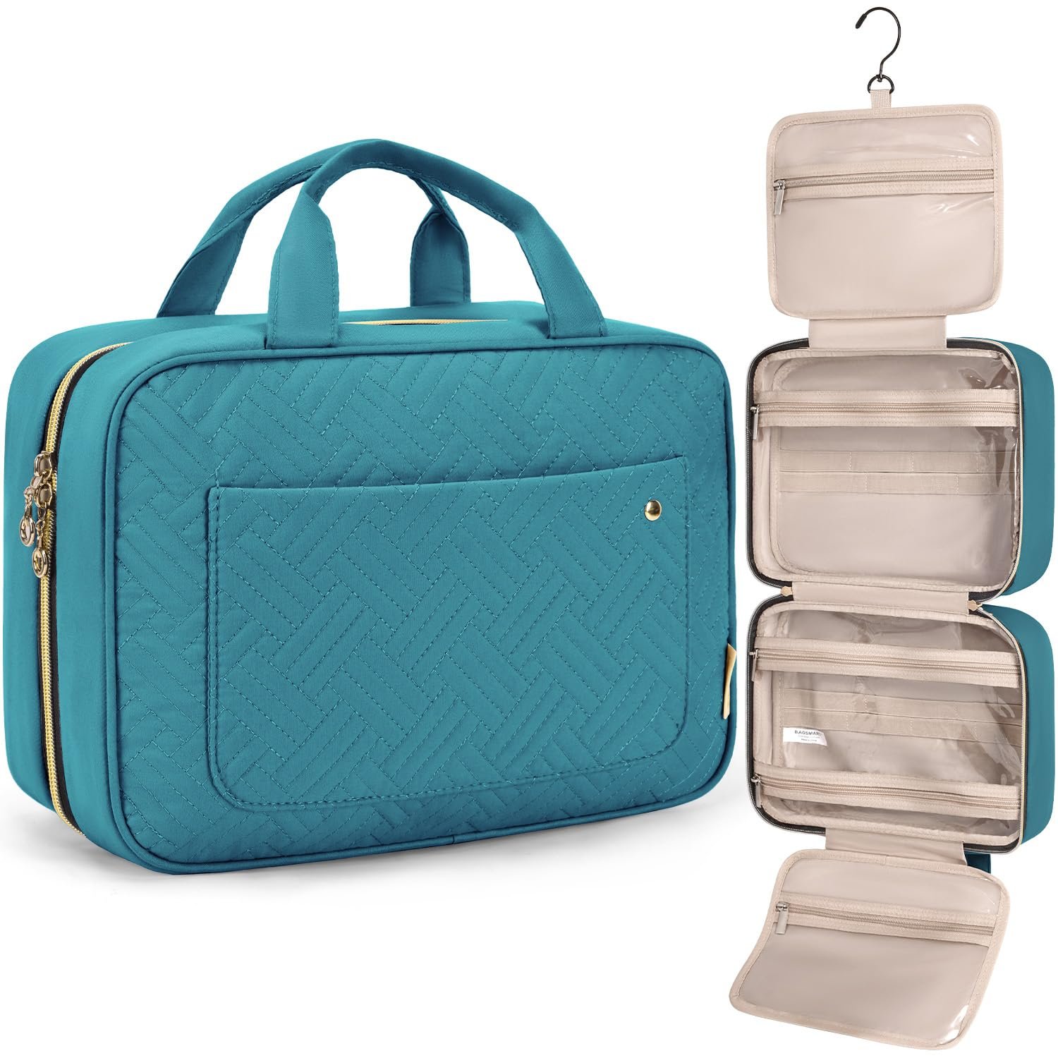 Manufacturer Toiletry Travel Bag with Hanging Hook Private Label Water-Resistant Makeup Cosmetic Organizer Custom Logo for Accessories Shampoo Full-Sized Container Toiletries Teal Manufacturer Toiletry Travel Bag with Hanging Hook Private Label Water-Resistant Makeup Cosmetic Organizer Custom Logo for Accessories Shampoo Full-Sized Container Toiletries Teal