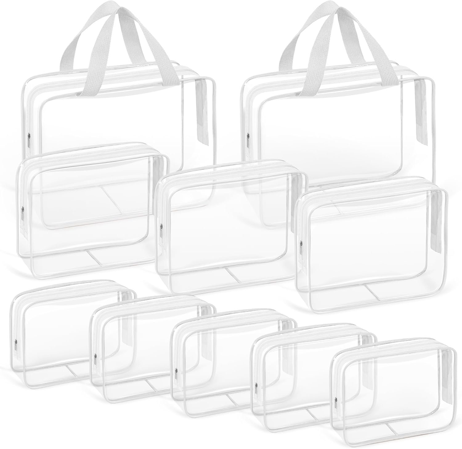 Private Label 10 PCS Clear PVC Travel Makeup Toiletry Bags TSA Approved Cosmetic Organizers Manufacturer with Zipper Custom Logo White Private Label 10 PCS Clear PVC Travel Makeup Toiletry Bags TSA Approved Cosmetic Organizers Manufacturer with Zipper Custom Logo White