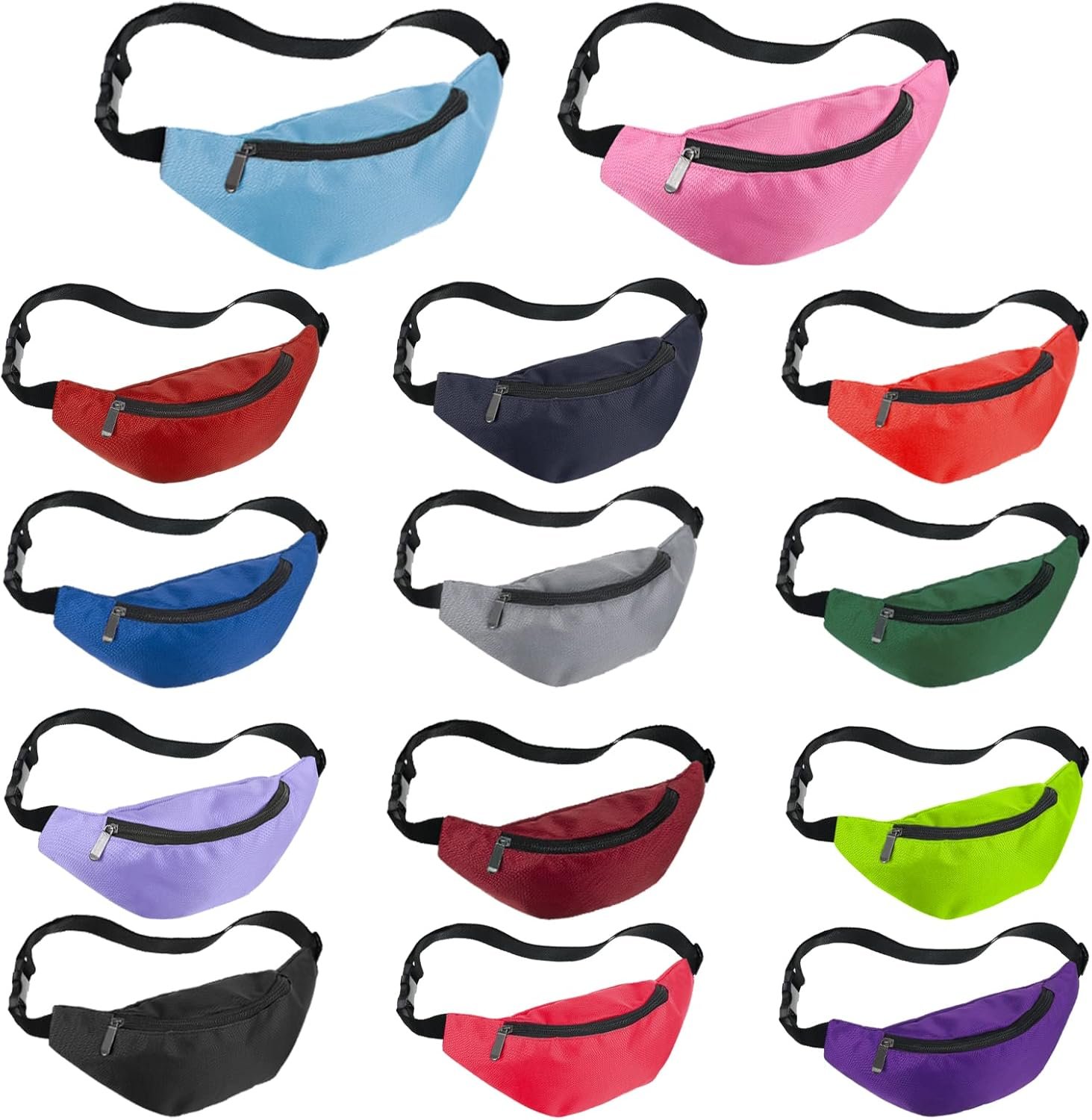 Private Label 14 Pcs Adjustable Neon Fanny Packs Oxford Cloth Waist Bags with Zipper Custom Logo for 80s Rave Party Workout Travel Running Women Men Factory 14 Retro Colors Private Label 14 Pcs Adjustable Neon Fanny Packs Oxford Cloth Waist Bags with Zipper Custom Logo for 80s Rave Party Workout Travel Running Women Men Factory 14 Retro Colors
