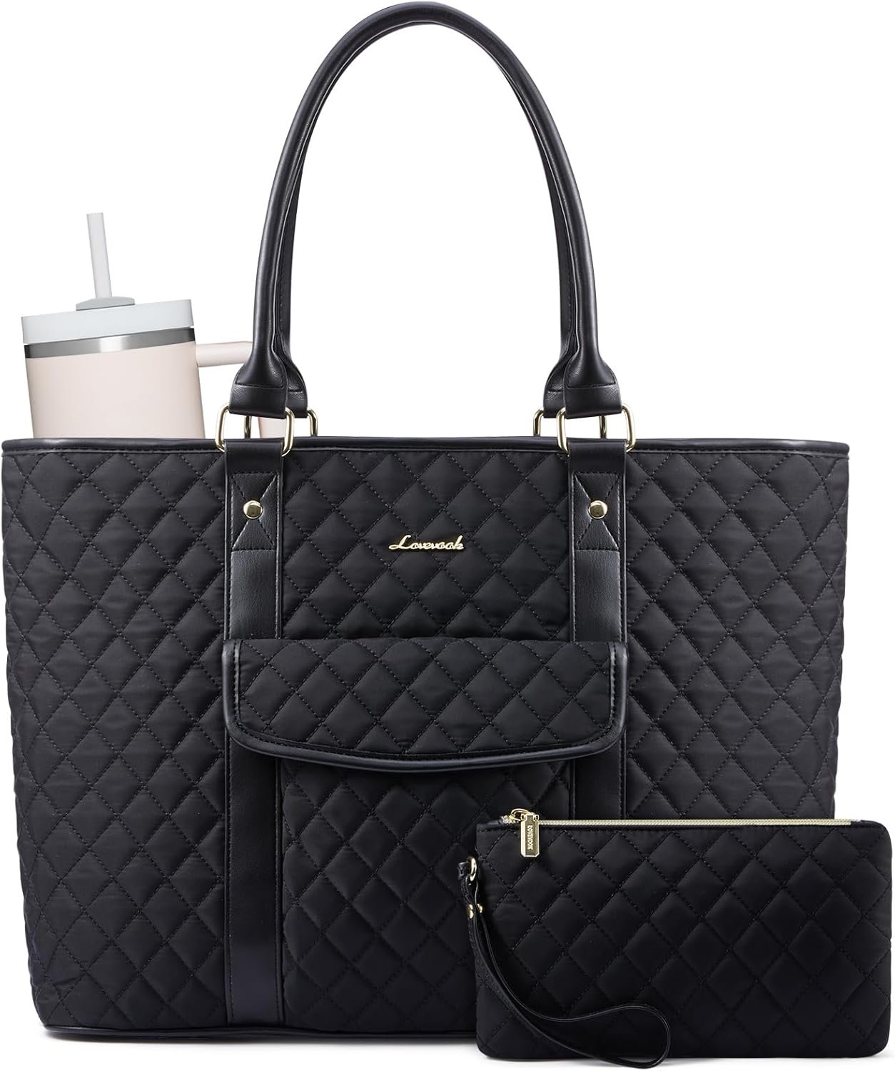 Private Label 15.6 Inch Womens Laptop Tote Bag with Custom Logo Waterproof Quilted Stylish Work Travel Purse Manufacturer Luggage Sleeve for Teachers Nurses Office