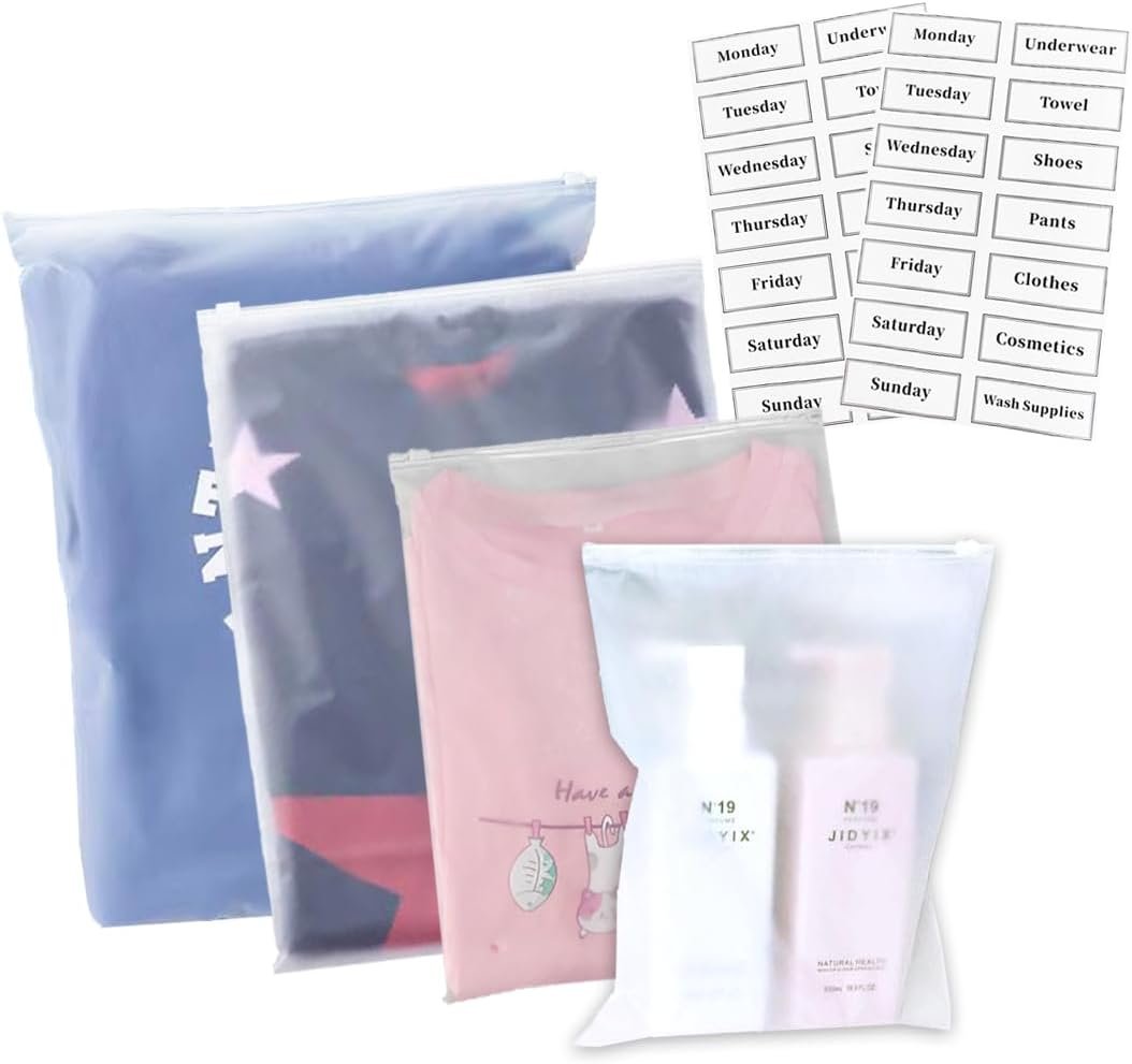 Private Label 20 Pcs Travel Luggage Organizer Bags Custom Logo 4 Sizes Packaging for Clothing Cosmetics Toiletries Reusable Plastic Zipper Bags Manufacturer for Hospital Bag Travel Home Storage