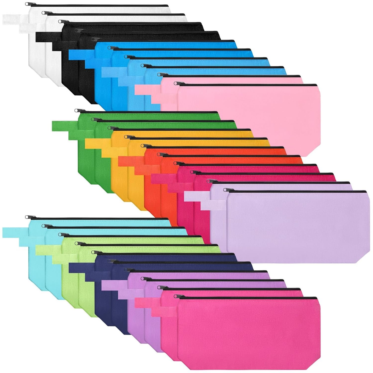 Private Label 30 Pcs Bulk Canvas Makeup Bags for Women Custom Logo Small Travel Zipper Cosmetic Pouches Blank DIY Multipurpose Toiletry Pencil Cases Manufacturer 8.7 x 5 x 1.8 Inch