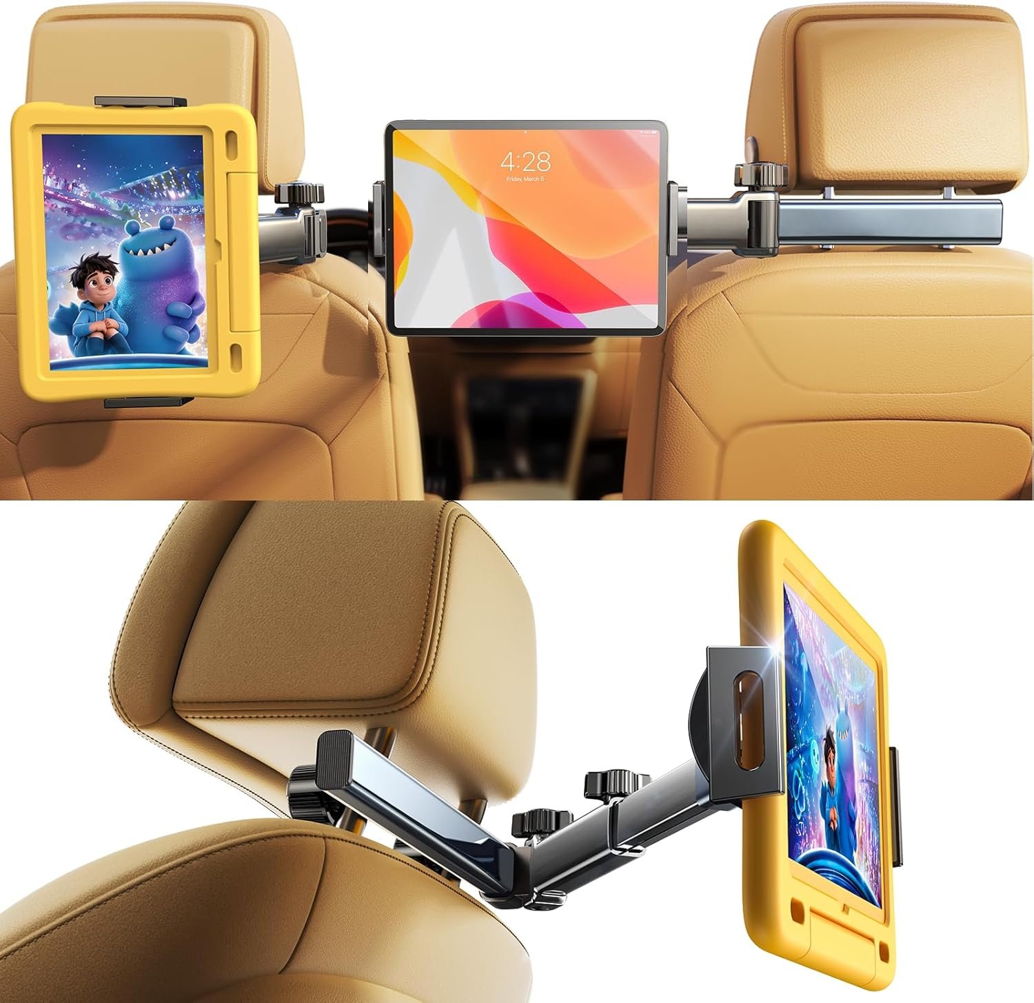Private Label 3in1 iPad Tablet Car Holder Headrest Mount Back Seat Organizer Road Trip Kids Activities Travel Essentials Custom Logo Truck Interior Accessories Manufacturer