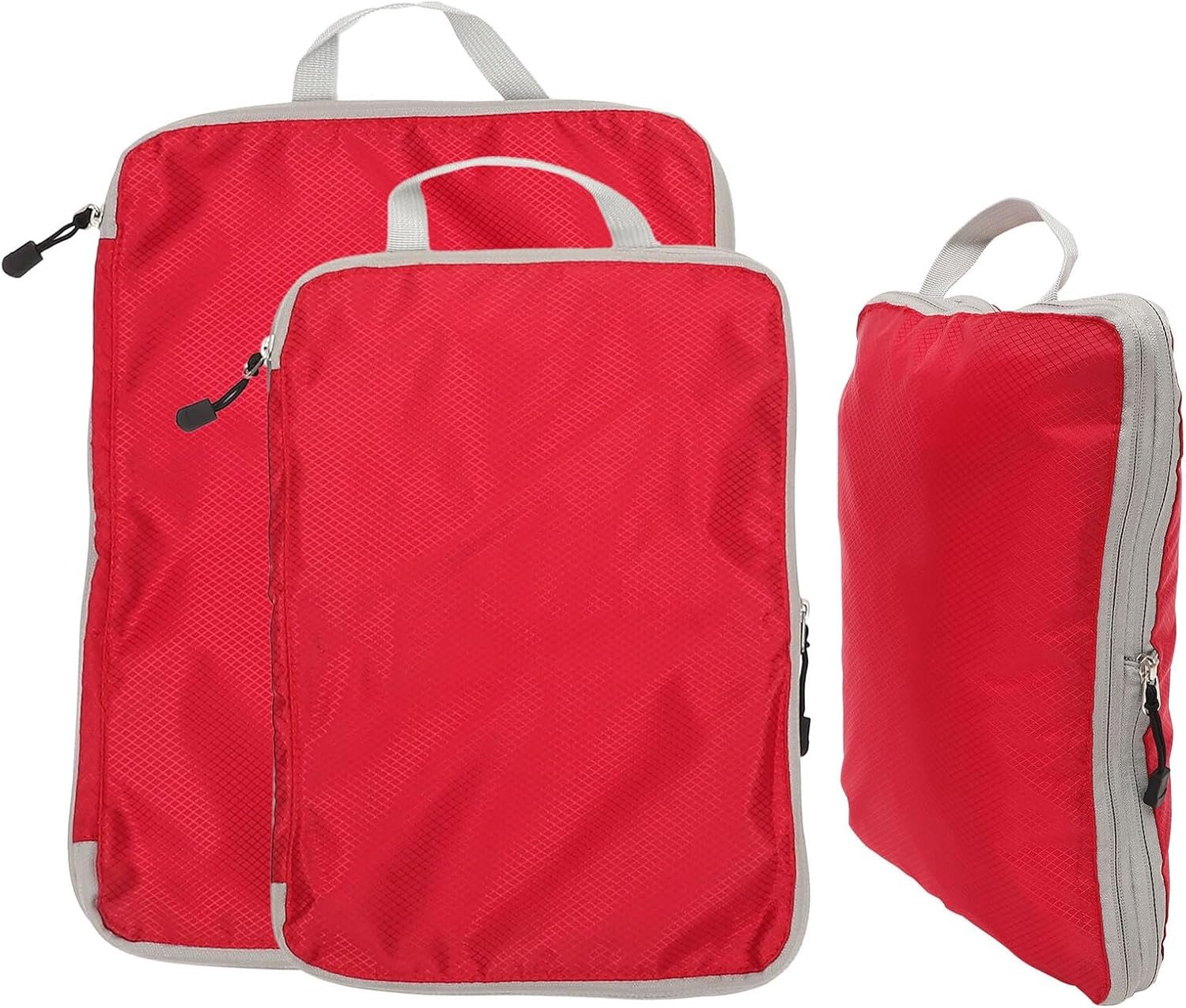 Private Label 3pcs Red Large Medium Small Travel Organizer Bags Set Luggage Packing Cubes Space-Saving Storage Pouches Custom Logo for Suitcases Manufacturer