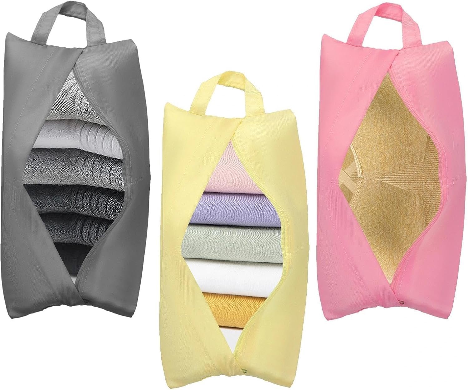 Private Label 3pcs Travel Packing Organizers Socks Underwear Bags with Zip Handle, Custom Logo Portable Storage, Manufacturer