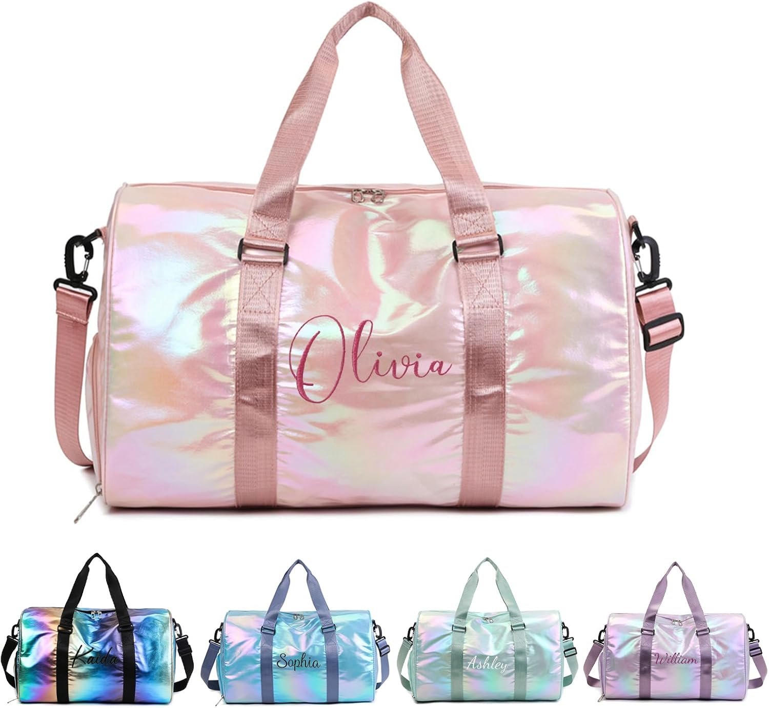 Private Label Ballet Dance Gym Bag for Girls with Personalized Embroidery Name Wet Dry Pockets Shoe Compartment Travel Duffel Weekender Overnight for Women Bridesmaid Birthday Gift Custom Logo Manufacturer