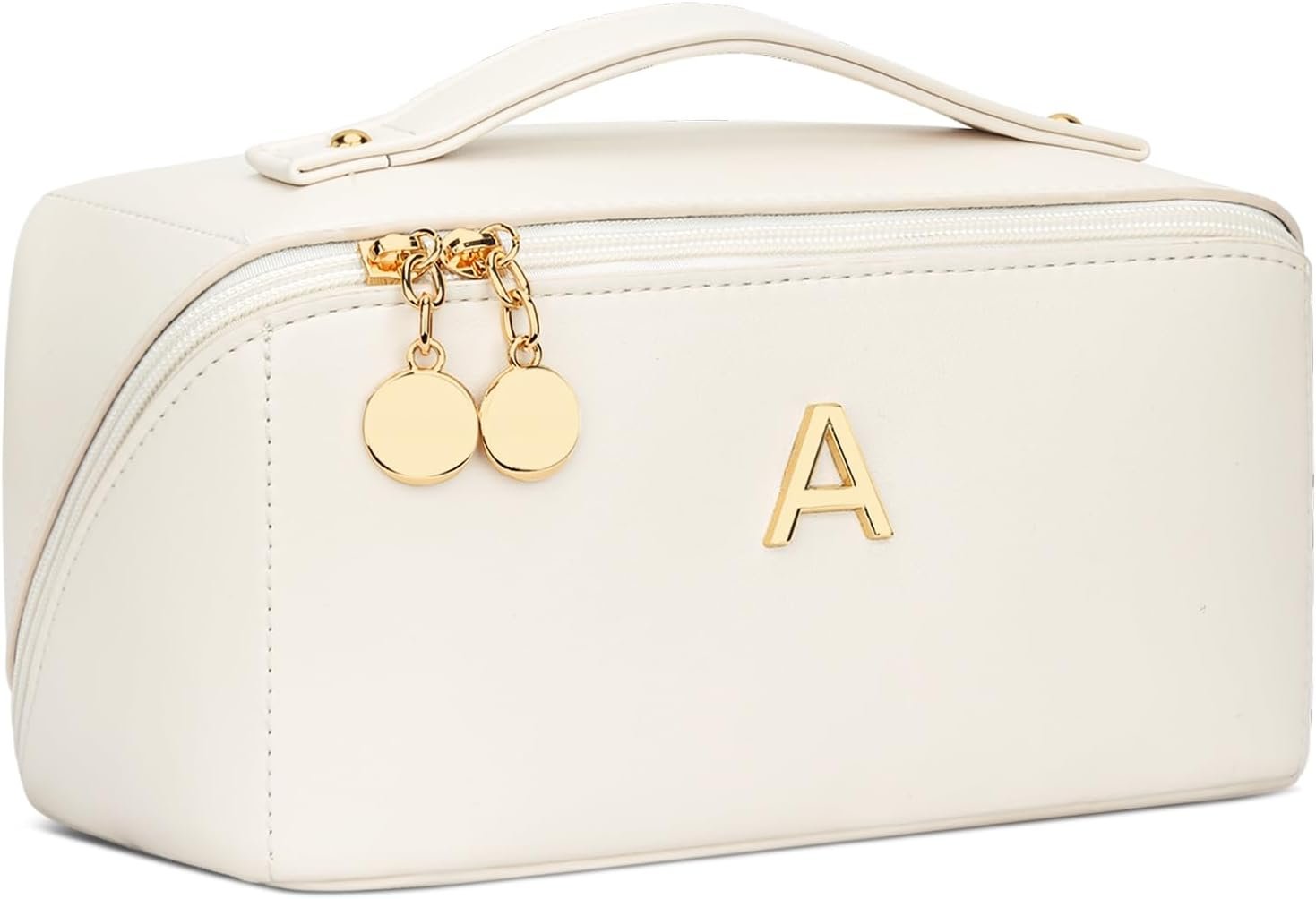 Private Label Bridesmaid Gifts for Women Custom Logo Personalized Initial Makeup Bag PU Leather Cosmetic Waterproof Travel Toiletry Bag (Medium) Factory