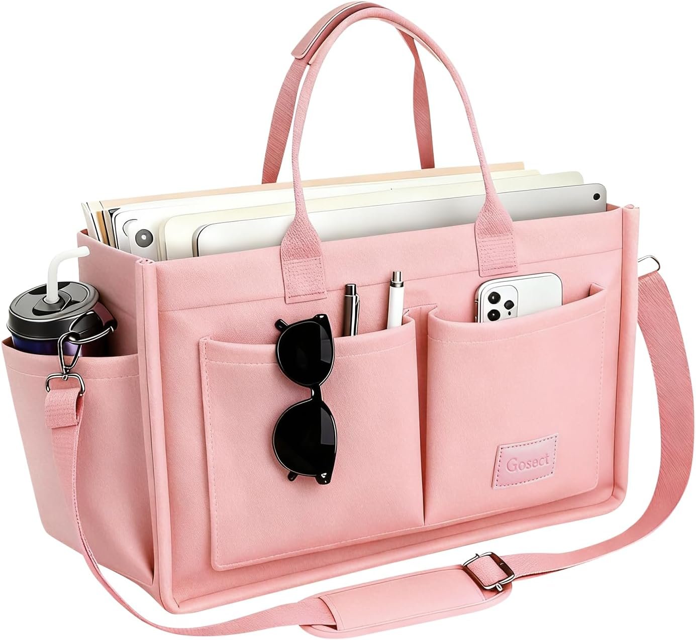 Private Label Canvas Tote Bag for Women with Pockets Laptop Compartment Custom Logo Work Crossbody Shoulder Everyday Satchel Manufacturer