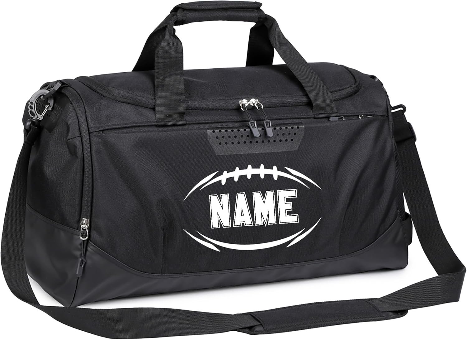 Private Label Duffel Bag with Name – Custom Logo Personalized Waterproof Gym & Football Gear Bag with Shoe Compartment & Wet/Dry Pocket – Manufacturer for Youth & Adults (White) Private Label Duffel Bag with Name – Custom Logo Personalized Waterproof Gym & Football Gear Bag with Shoe Compartment & Wet/Dry Pocket – Manufacturer for Youth & Adults (White)
