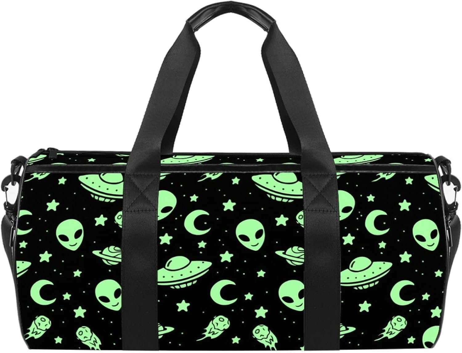 Private Label Green Alien UFO Moon Sports Gym Travel Duffel Bag Custom Logo Luggage Handbag for Women Men Manufacturer