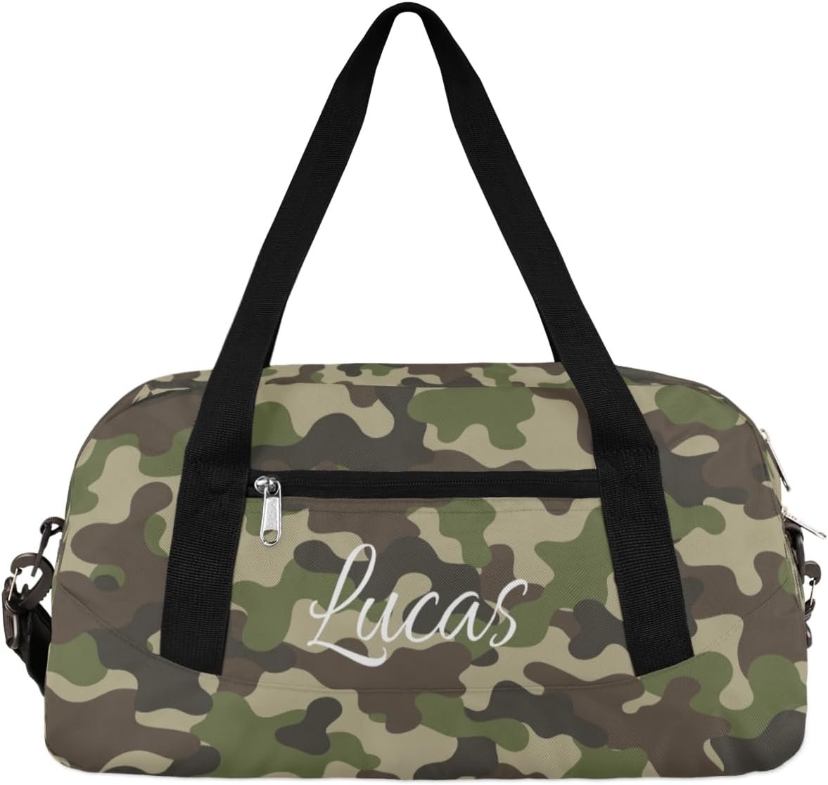 Private Label Green Camouflage Camo Kids Duffel Bags Personalized Sports Gym Custom Logo Dance Tote Overnight Weekender Sleepover Carry On Travel for Boys Girls Manufacturer