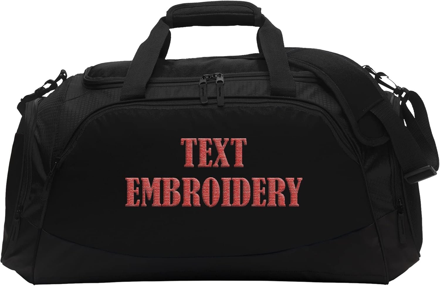 Private Label Medium Black Custom Logo Embroidered Sport Gym Travel Duffel Bag Manufacturer