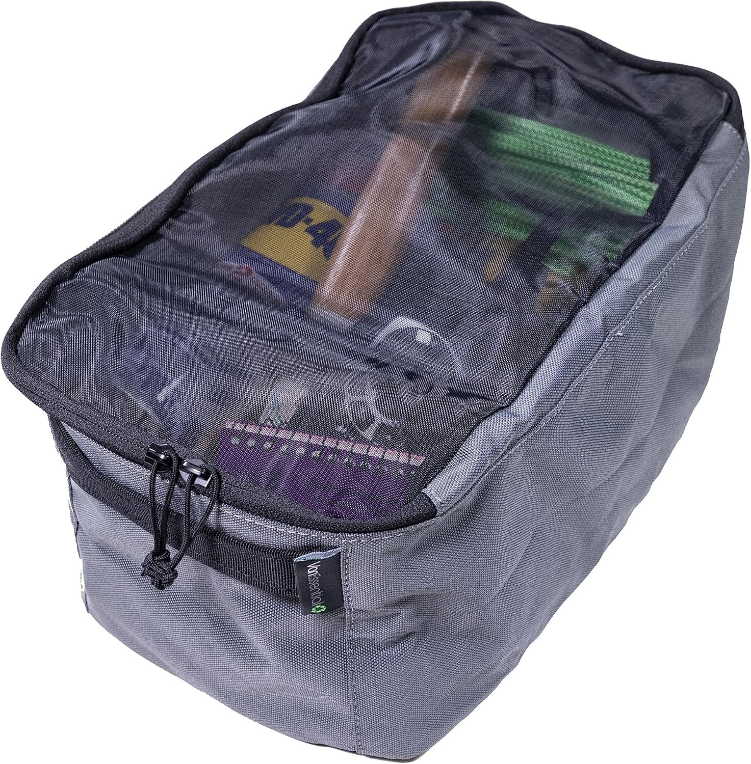 Private Label Medium Custom Logo Packing Cube with Transparent Mesh Top from Factory - Charcoal Gray