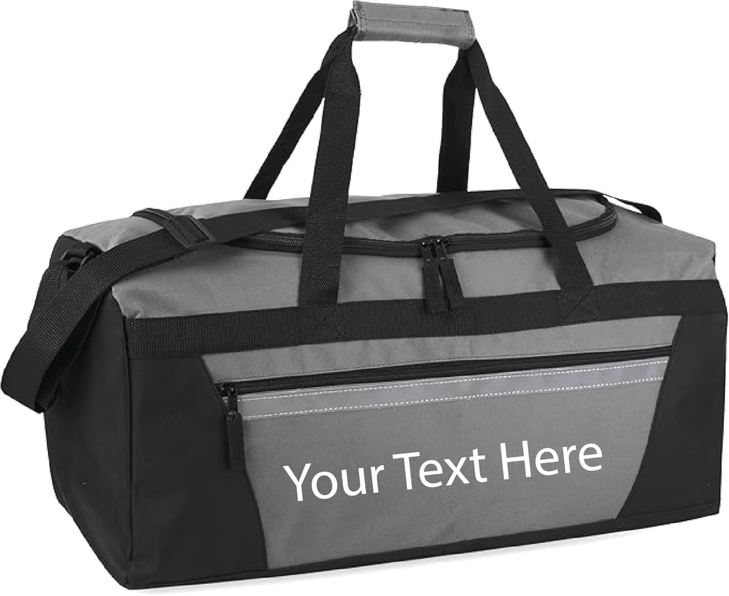 Private Label Personalized Duffel Bag for Men and Women - Custom Logo Perfect Sized Water Resistant Travel Duffel - Manufacturer Overnight Weekender Storage Bag Gray