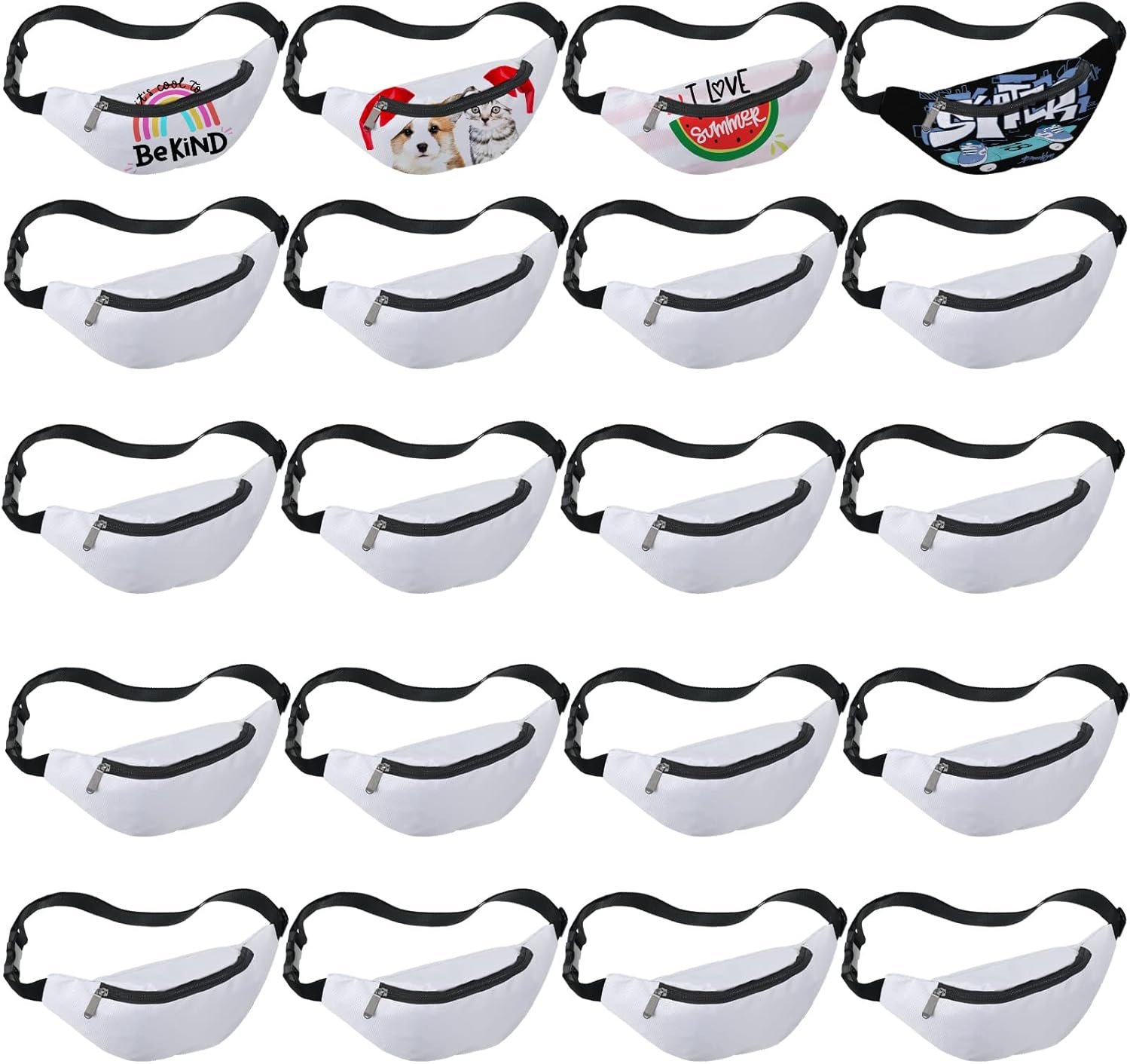 Private Label Sublimation Fanny Packs for Women Men White Running Waist Bag Pouch with Custom Logo Adjustable Strap Zipper for DIY Hiking Travel Biking Festival Sports Outdoor Workout Manufacturer