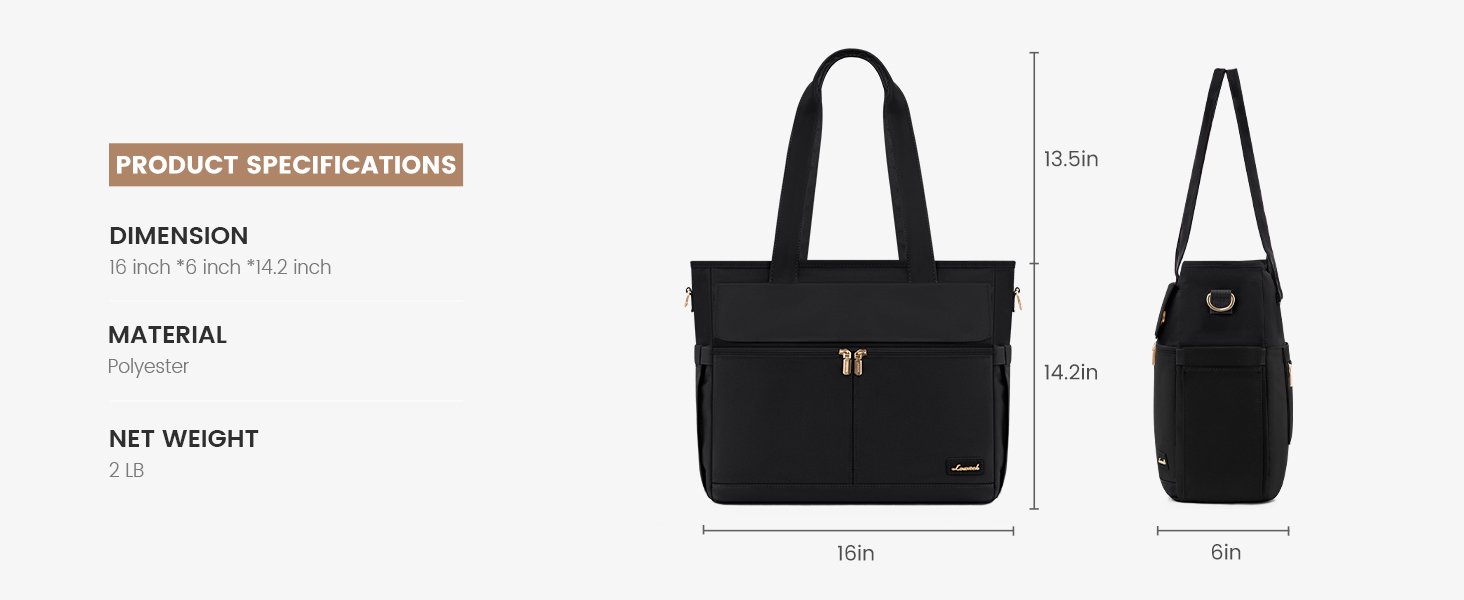 Private Label Teacher Tote Bag for Women 15.6 Inch Laptop Bag with Large Cup Pocket Custom Logo Large Capacity Multi Pockets Nurse Work Bag Professional Briefcase Business Purse Handbag Gifts Manufacturer Black