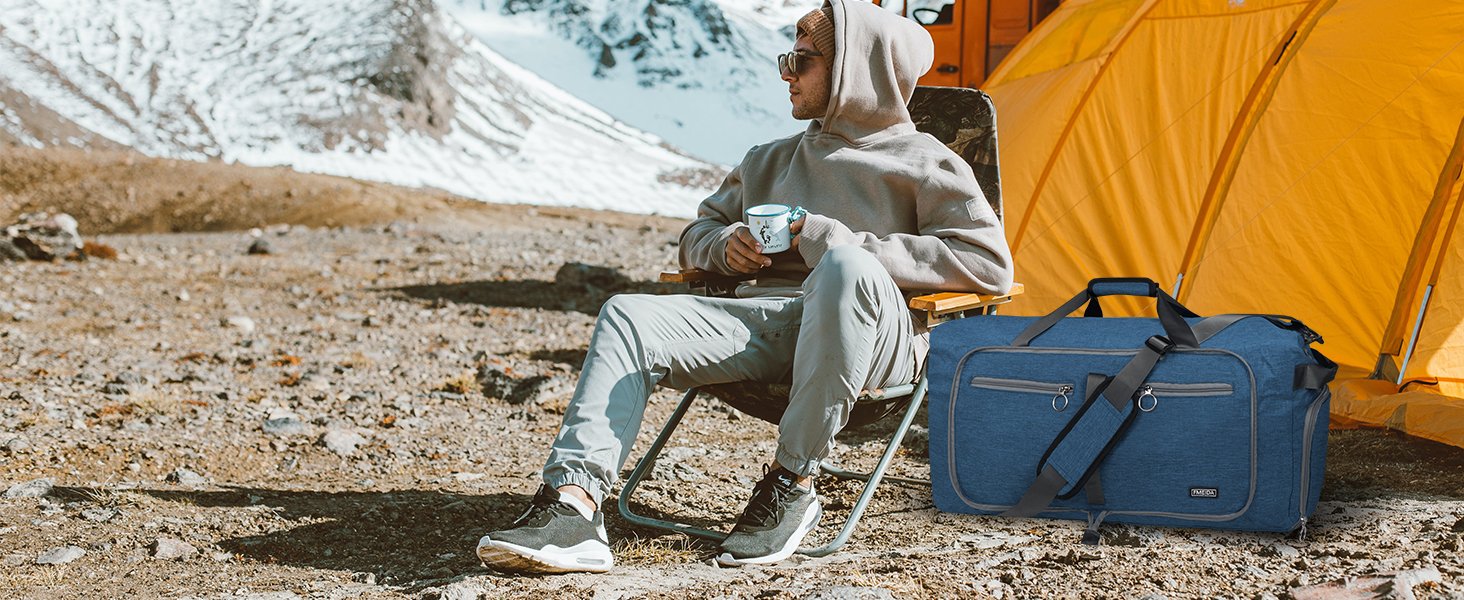 Custom Logo 65L Duffel Bag with Shoes Compartment Private Label Foldable Travel Duffel for Men Women Large Packable Water Repellent & Tear Resistant from Supplier Black