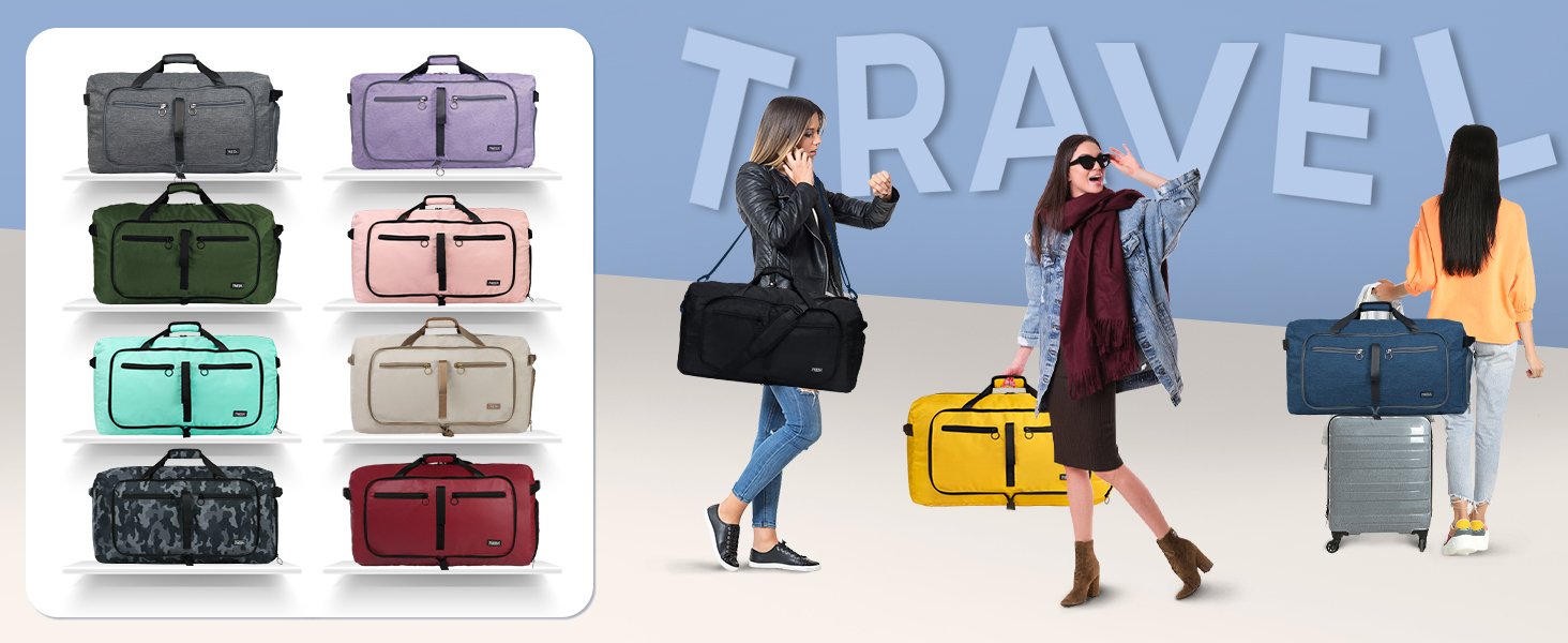 Custom Logo 65L Duffel Bag with Shoes Compartment Private Label Foldable Travel Duffel for Men Women Large Packable Water Repellent & Tear Resistant from Supplier Black